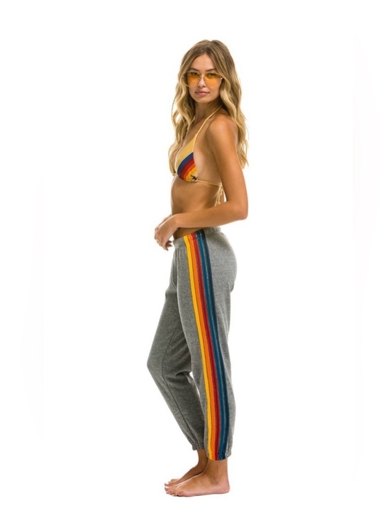 Aviator Nation Pants - Aviator Nation 5-Stripe Sweatpants Heather Gray Size S